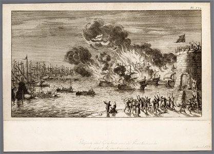 Vergeefse poging van de Grieken om met branders de Venetiaanse vloot te vernielen, objectnr A 41626