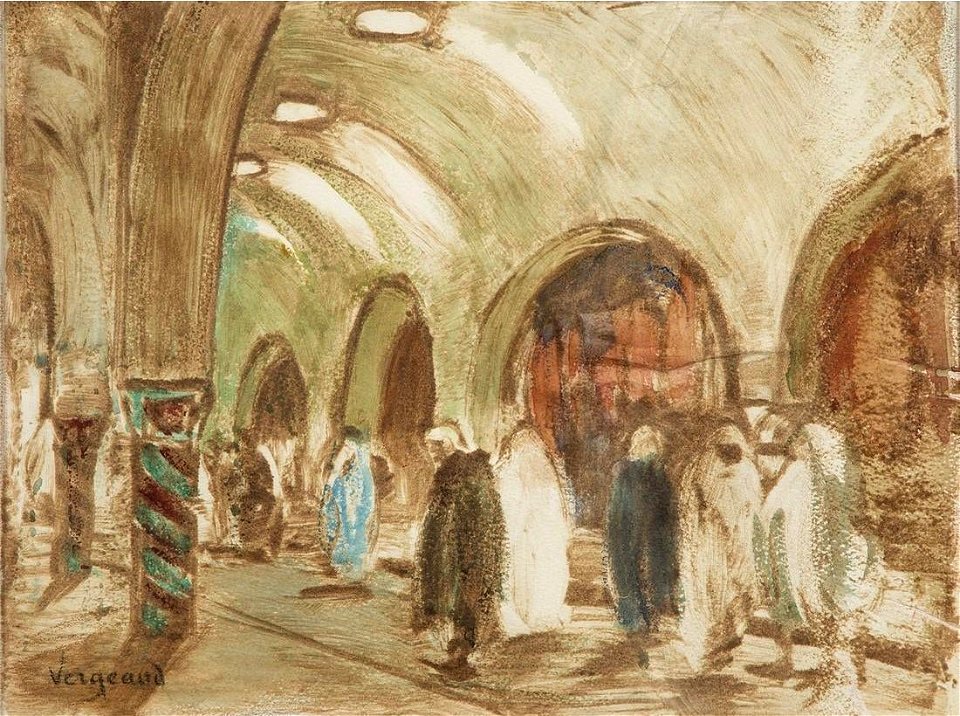 Strollers in Souk El-Berka, Tunis by Armand Vergeaud