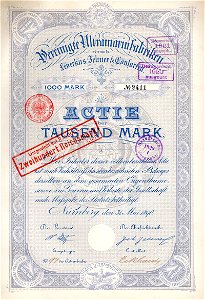 Vereinigte Ultramarinfabriken 1000 Mk 1890