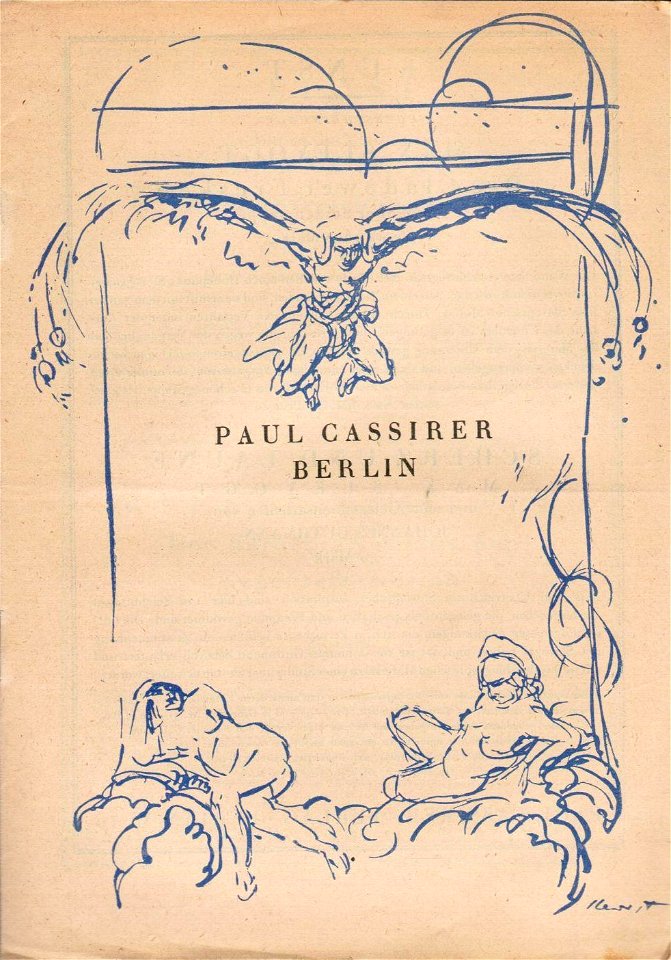 Verlagsprospekt Paul Cassirer Berlin, 1919. Umschlagzeichnung Max Slevogt
