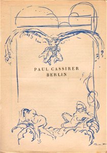 Verlagsprospekt Paul Cassirer Berlin, 1919. Umschlagzeichnung Max Slevogt