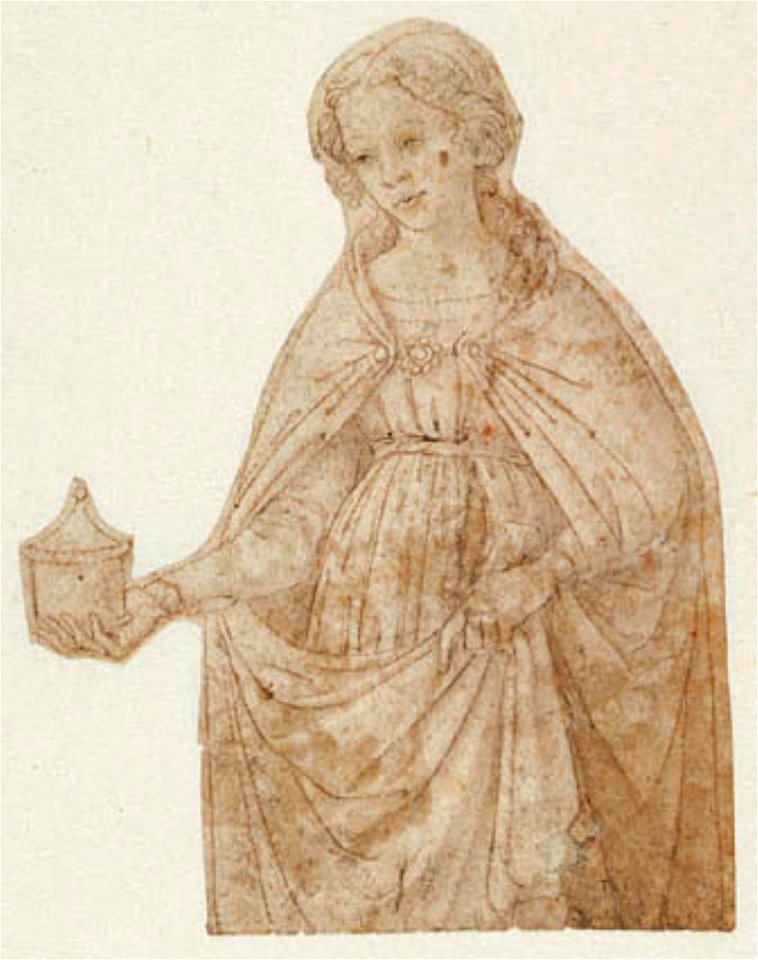 Verrocchio - Ghirlandaio - Maria Magdalene med salvekrukken. Knæfigur, 1435 - 1494, KKSgb4655