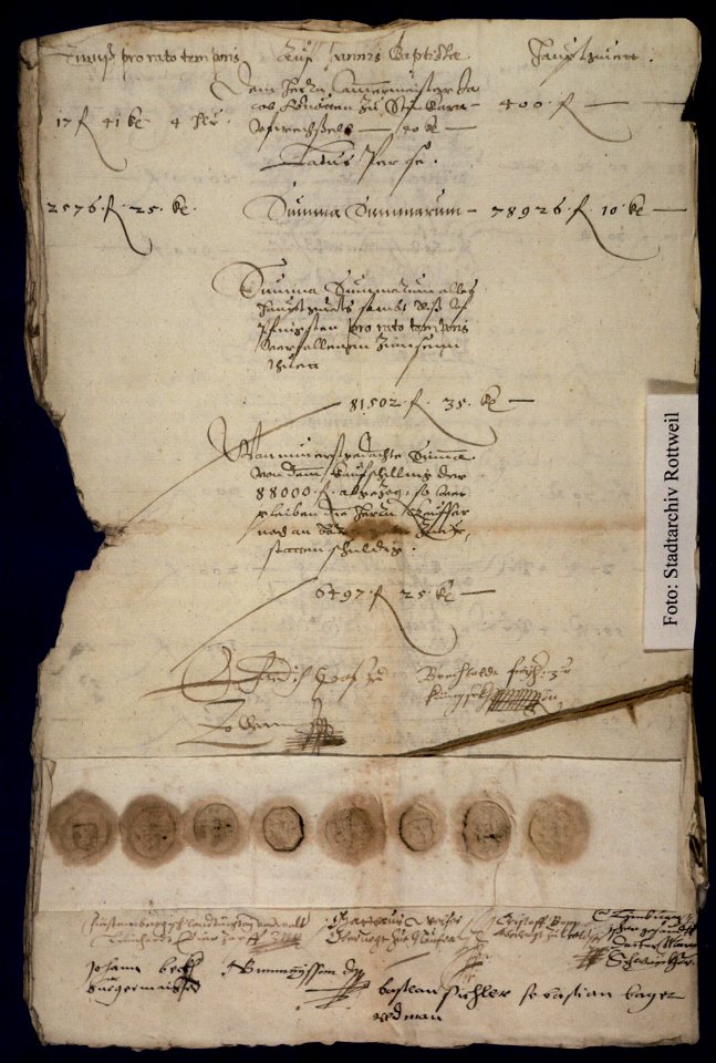 Verkauf Herrschaft vor Wald an Rottweil 1595