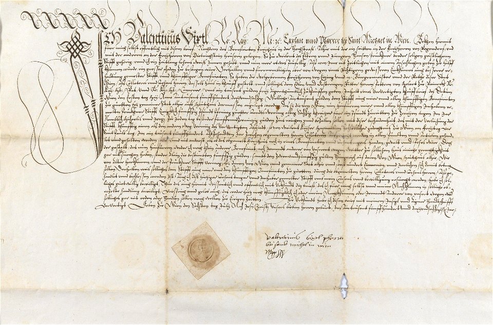 Verkaufsbrief des Freihauses in der Hochstraße an Peter von Mollard Wien 1563