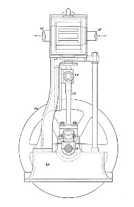 Vertical slide-valve engine, end view (Heat Engines, 1913)