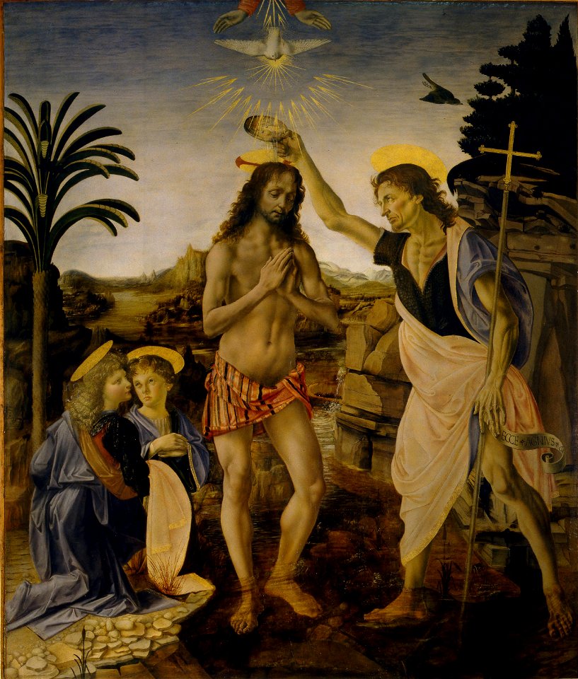 Verrocchio, Leonardo da Vinci - Battesimo di Cristo - Google Art Project