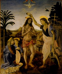 Verrocchio, Leonardo da Vinci - Battesimo di Cristo - Google Art Project. Free illustration for personal and commercial use.