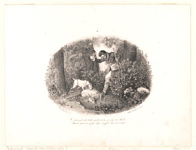 Verlegenheiten. No. 4, Verdammt ich hätte geschworen, es seÿ ein Bock Dam jaurai gage, que ce fut un obevreuil - - M. Schwind del. ; lith. Inst. in Wien. LCCN2012649933