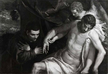 Veronese - Cristo morto sorretto da un angelo e monaco, Collezione E. Joresco