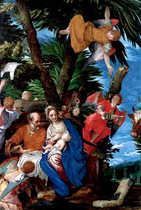 Veronese - Rest on the Flight into Egypt, c. 1572. Free illustration for personal and commercial use.