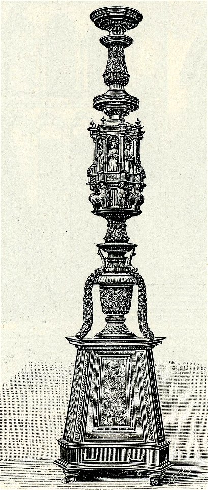 Verona chiesa di S M in Organo candelabro in legno di noce scolpito
