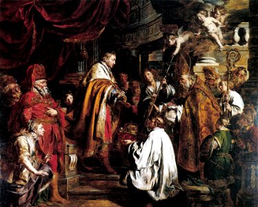 Verhaghen Saint Stephen receives the Pope's envoys 1700. Free illustration for personal and commercial use.