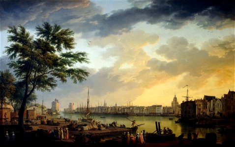 Vernet - Vue du port de la Rochelle. Free illustration for personal and commercial use.