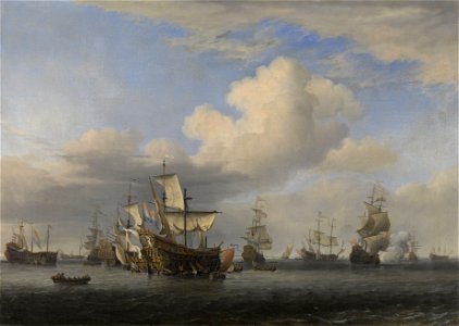 Veroverde Engelse schepen na de Vierdaagse Zeeslag Rijksmuseum SK-A-439