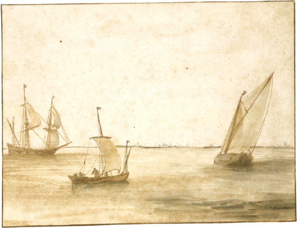 Abraham de Verwer - Shipping off a coast