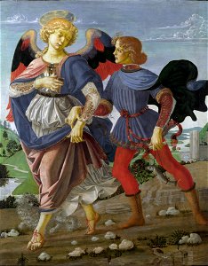 Workshop of Andrea del Verrocchio. Tobias and the Angel. 33x26cm. 1470-75. NG London