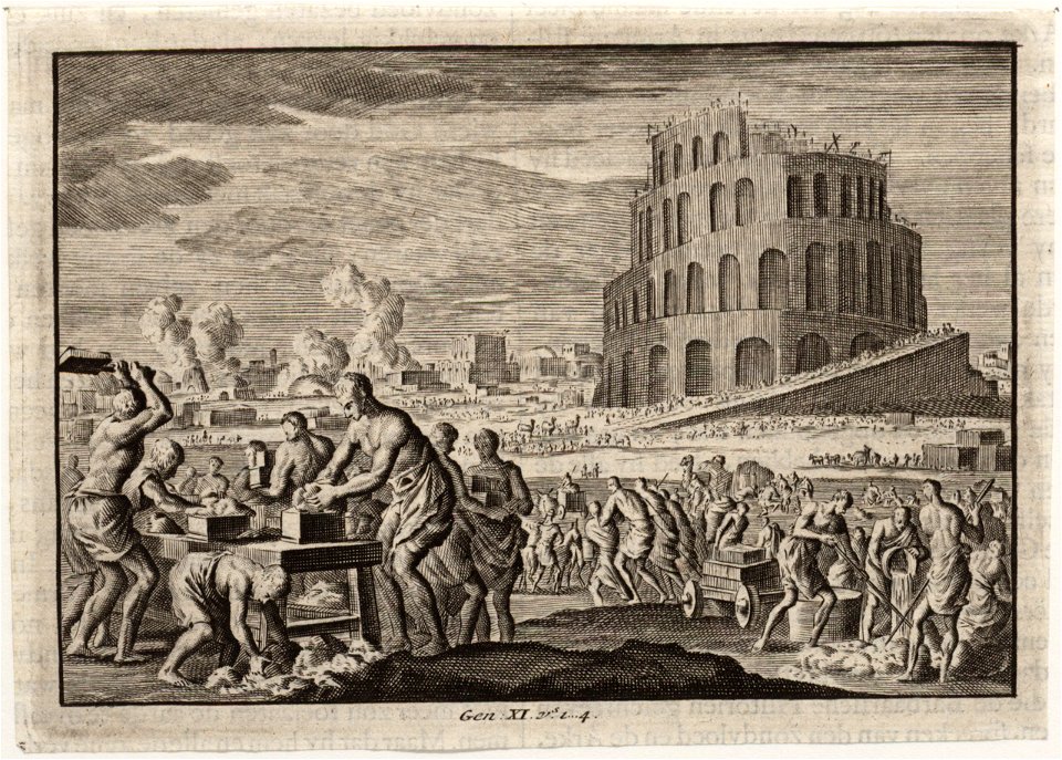 Vervaardiging van stenen voor de bouw van de toren van Babel, objectnr A 48680