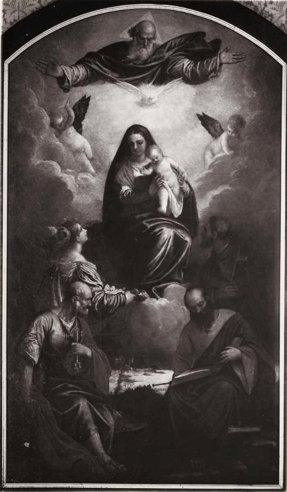 Veronese - Madonna con Bambino in gloria, Dio Padre, san Pietro, san Paolo, san Francesco d'Assisi e santa Elisabetta d'Ungheria, Episcopio