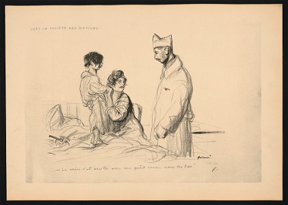 Vers la Société des Nations. Le cheri s'est eveillé avec son petit canon dans les bras! LCCN2015648515