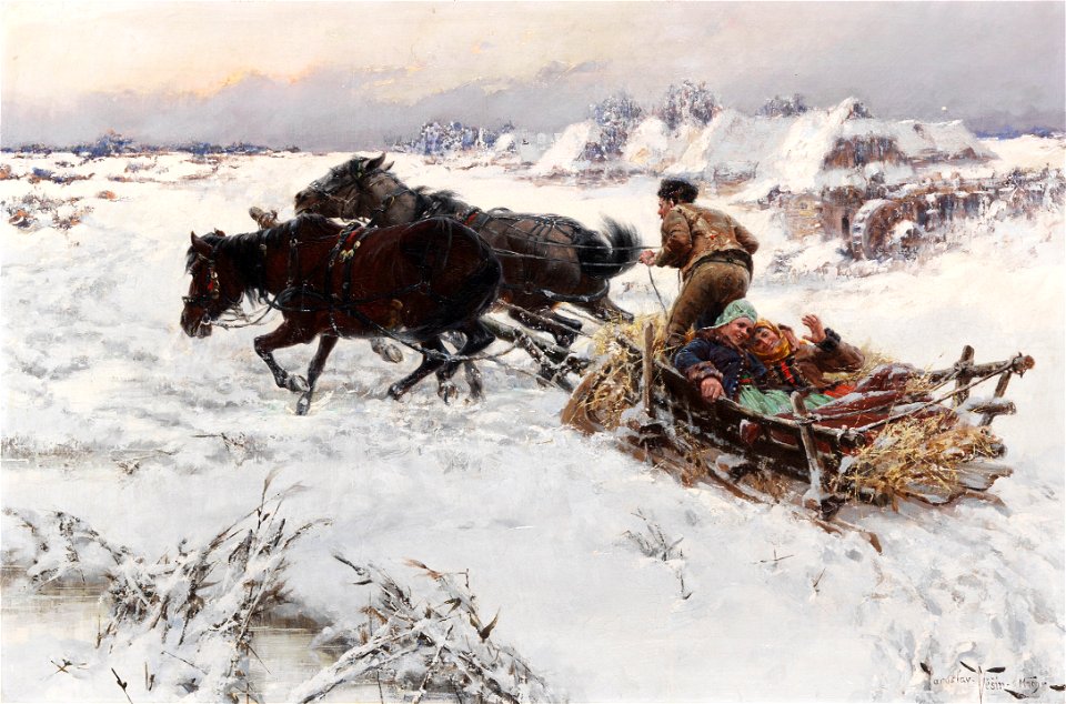 Jaroslav Věšín - Funny sleigh ride (c. 1890)