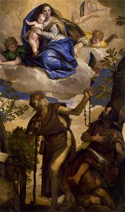 Veronese - The Virgin and Child with Angels Appearing to Saints Anthony Abbot and Paul, the Hermit, 1562. Free illustration for personal and commercial use.