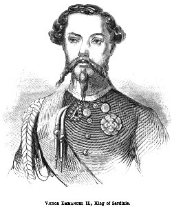 Victor Emmanuel II, King of Sardinia. George Dodd. Pictorial history of the Russian war 1854-5-6. Free illustration for personal and commercial use.