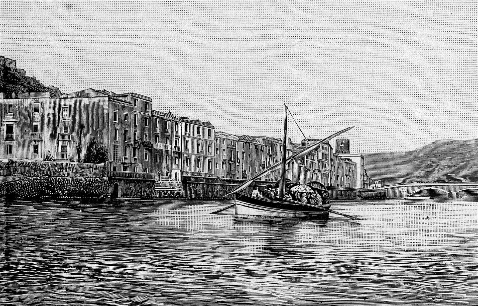 Via Lungo Temo sul fiume Temo (xilografia)