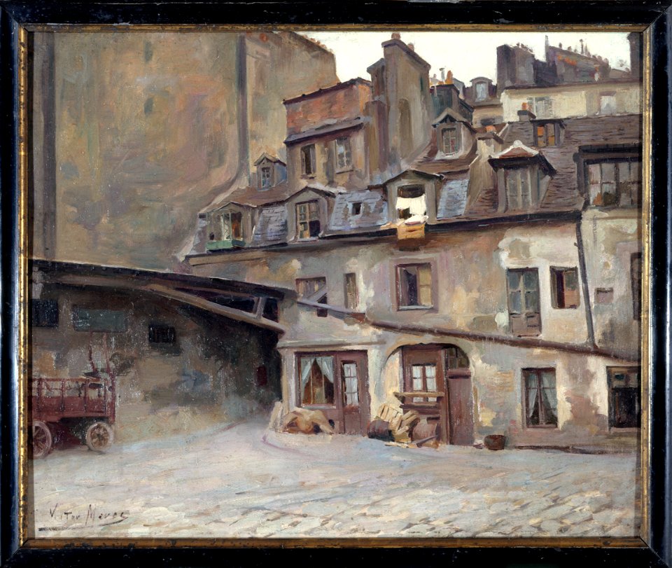 Victor Marec - La cour de l'auberge du Cheval-Blanc, rue Mazet - P1856 - Musée Carnavalet