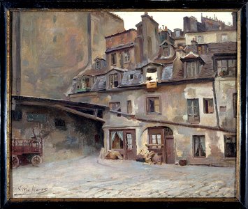 Victor Marec - La cour de l'auberge du Cheval-Blanc, rue Mazet - P1856 - Musée Carnavalet