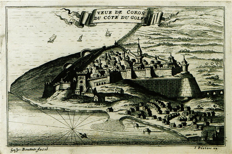 Veue de Coron du côtéde golfe - Peeters Jacob - 1690