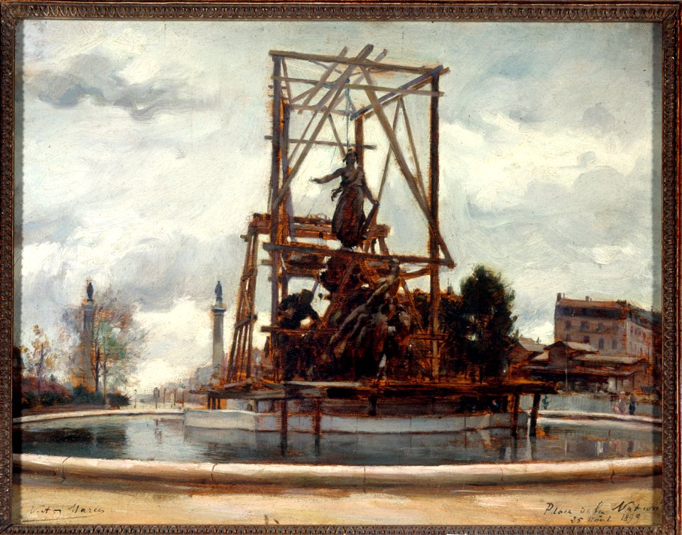 Victor Marec - Mise en place du monument du Triomphe de la République de Jules Dalou, place de la Nation, en 1899 - P227 - Musée Carnavalet