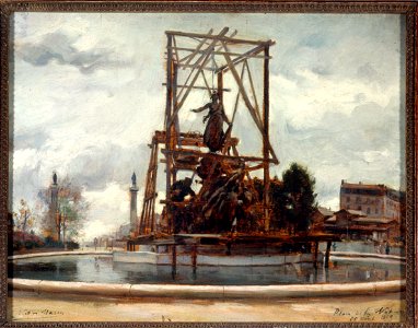 Victor Marec - Mise en place du monument du Triomphe de la République de Jules Dalou, place de la Nation, en 1899 - P227 - Musée Carnavalet