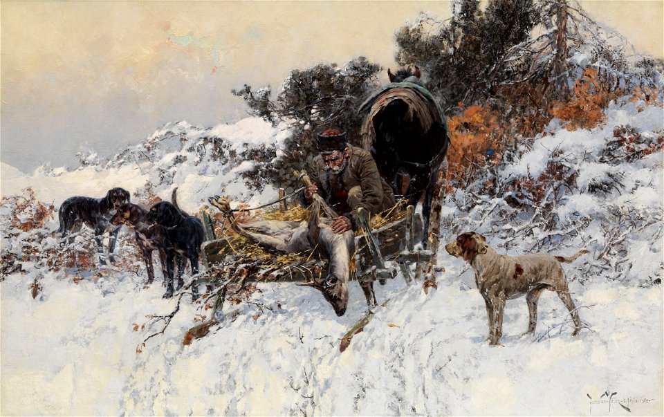 Jaroslav Věšín - Hunter on a Horse-Drawn Cart (1912)