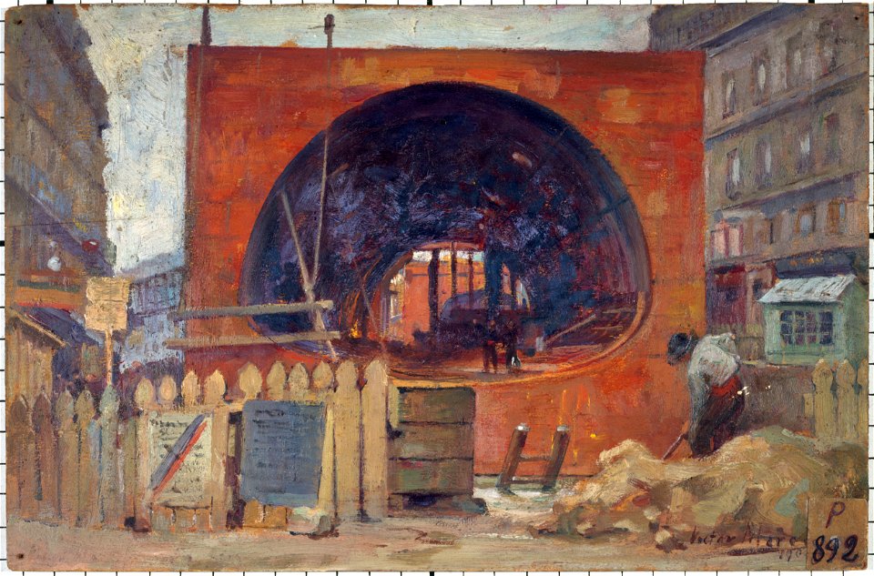 Victor Marec - Les travaux du métropolitain place Saint-Michel en 1906 - P892 - Musée Carnavalet