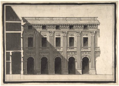Victor Louis, Design for the Garden Façade of the Palais Royal, 1781. Free illustration for personal and commercial use.