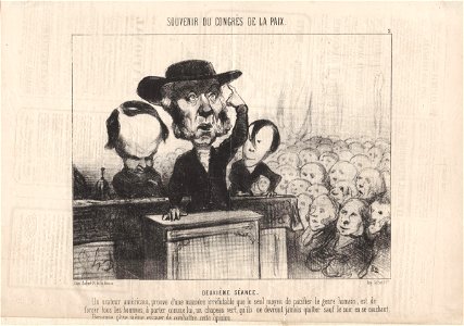 Victor Marie Hugo and two unknown men by Honore Daumier