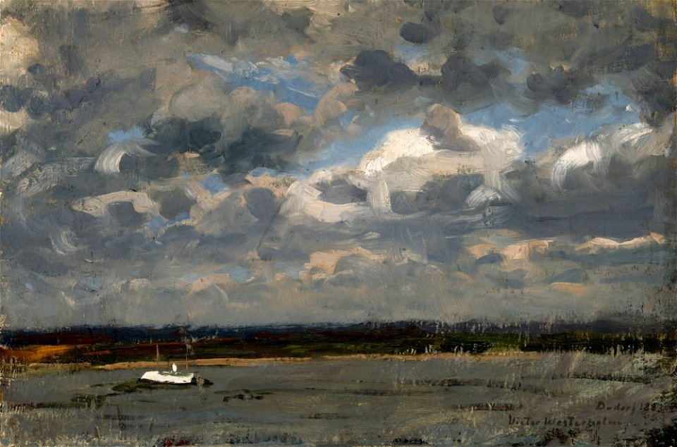Victor Westerholm - View over the Rhine at Düsseldorf - A II 1150 - Finnish National Gallery