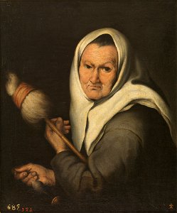 Vieja hilando, copia de un original de Murillo (Museo del Prado)