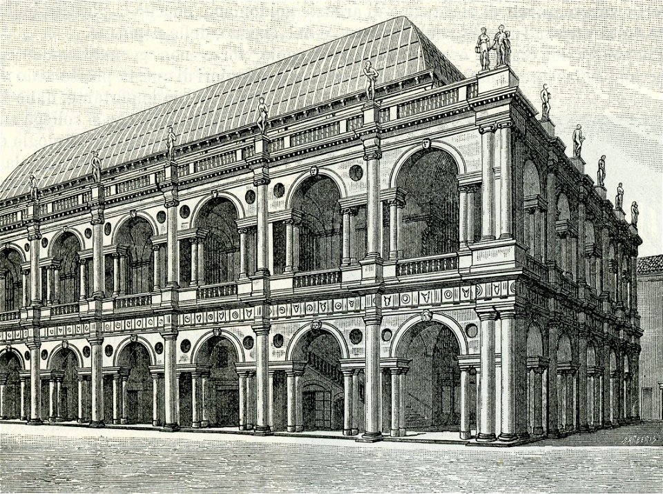 Vicenza Basilica Palladiana xilografia
