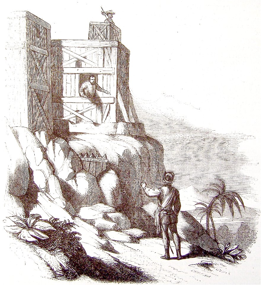Vida y viajes de Cristobal Colón, 1851 Entrevista del Adelantado y Roldán en el fuerte de la Concepción (3819532971)