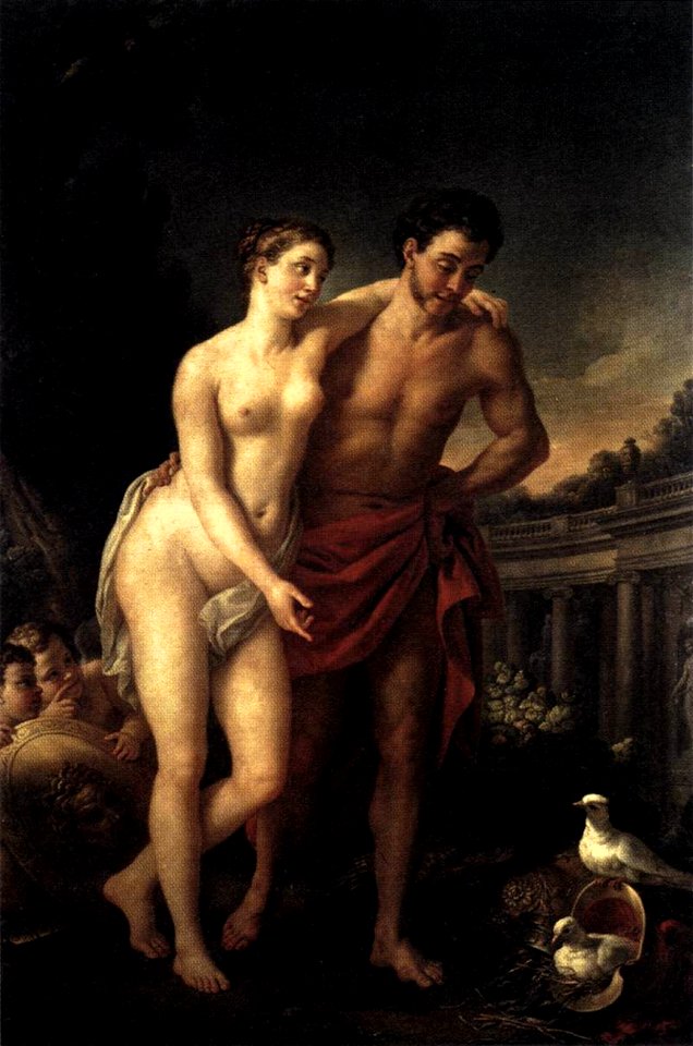 Joseph-Marie Vien - Venus Showing Mars her Doves Making a Nest in his Helmet - WGA25069