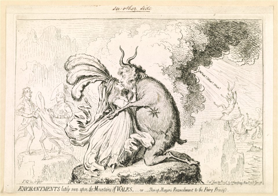 Vices overlook'd in the new proclamation Enchantments lately seen upon the mountains of Wales, - or - Shon-ap-Morgan's reconcilement to the Fairy Princess - - Js. Gy. des. et fect. LCCN2007676258