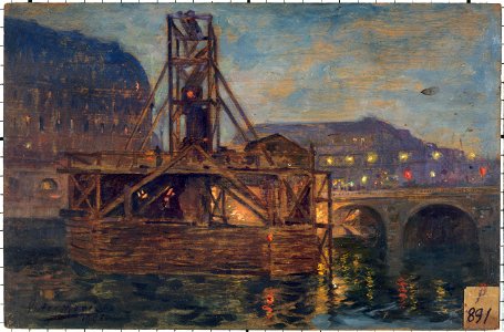 Victor Marec - Les travaux du métropolitain au pont Saint-Michel en 1906 - P891 - Musée Carnavalet