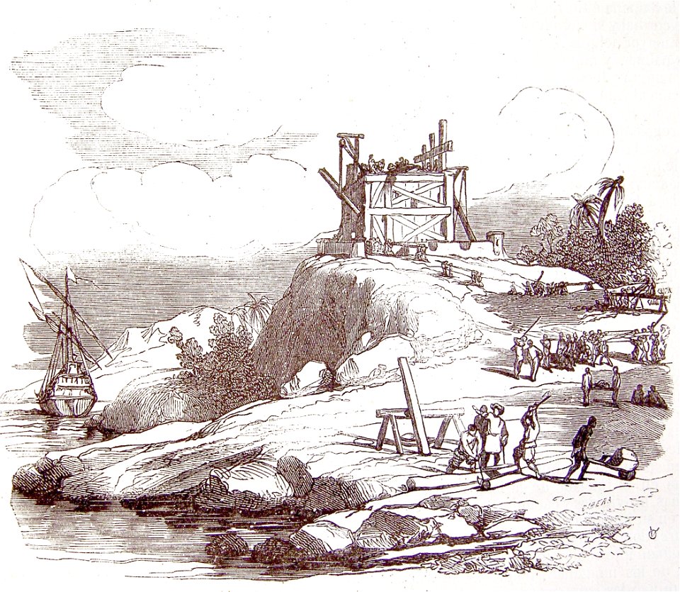Vida y viajes de Cristobal Colón, 1851 Construcción de la fortaleza de La Navidad (3819531625)