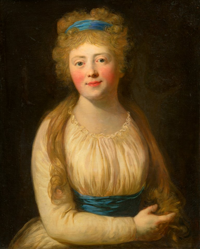 Viedenský maliar z konca 18. storočia - Portrait of a Woman in Pale Clothes with a Blue Ribbon in her Hair - O 1870 - Slovak National Gallery