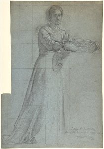 Victor-François-Eloi Biennourry, A Woman Distributing Bread from a Basket, ca. 1854. Free illustration for personal and commercial use.