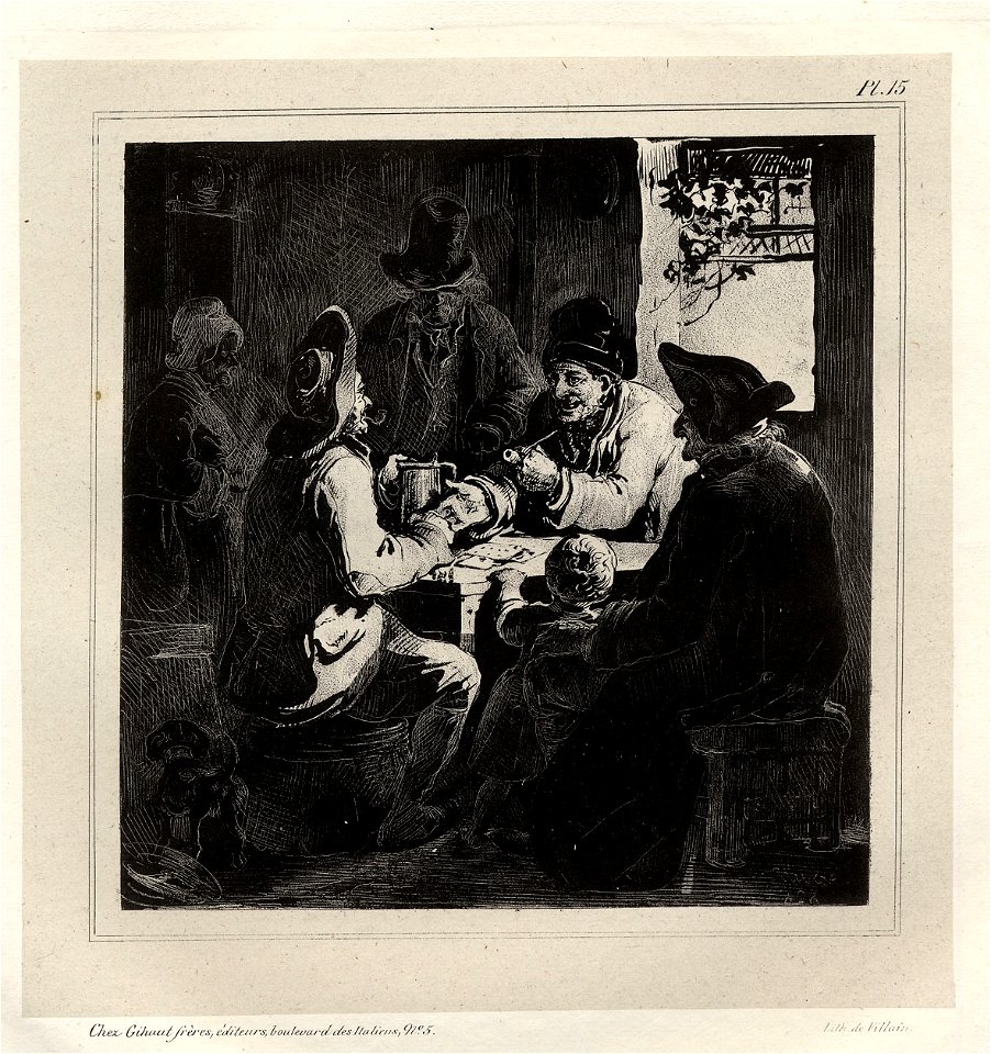 Vieillards jouent aux cartes dans un cabaret (BM 1869,0410.105)