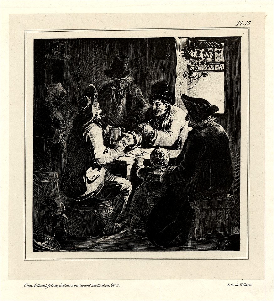 Vieillards jouent aux cards dans un cabaret (BM 1869,0410.106)