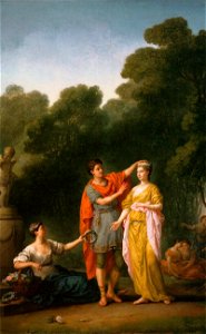 Joseph-Marie Vien - Lover Crowning his Mistress - WGA25071. Free illustration for personal and commercial use.