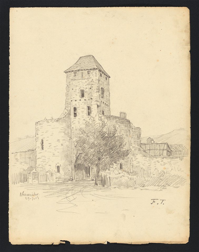 Vieille tour (porte) à Ahrweiler (Allemagne) 1913 drawing by Jean-François Taelemans, R-2009-26350, Prints Department, Royal Library of Belgium